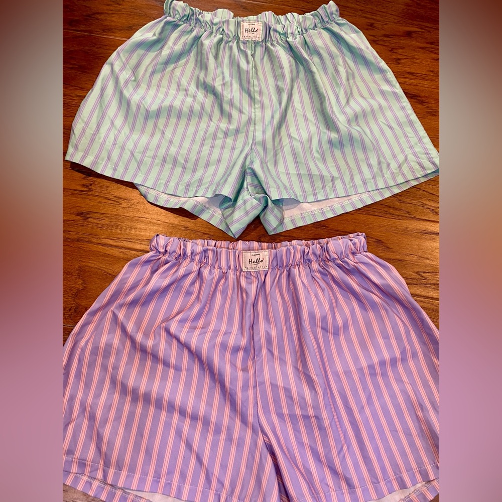 Set Of Hello Striped Pajama/ Lounge Wear‎ Shorts
